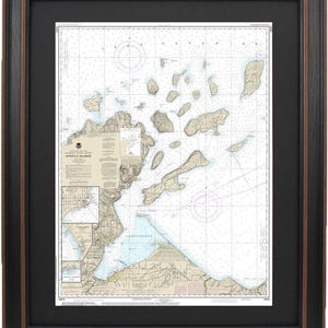 Framed Nautical Chart 14973 - Apostle Islands, Lake Superior NOAA 14973. Handmade in the USA.