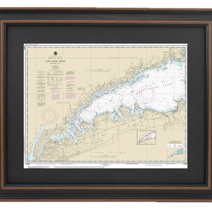 Framed Nautical Chart 12363 - Long Island Sound, West. NOAA 12363. Handmade in the USA.