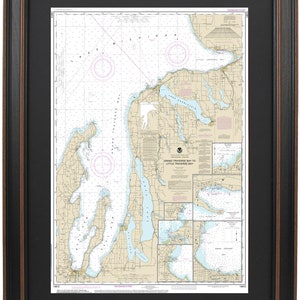 Framed Nautical Chart 14913 - Lake Michigan - Grand Traverse Bay to Little Traverse Bay. NOAA 14913. Handmade in the USA.