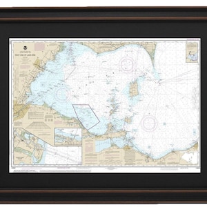 Framed Nautical Chart 14830 - Lake Erie. West End of Lake Erie. NOAA 14830. Handmade in the USA.