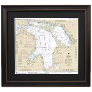 Framed Nautical Chart 14860 - Lake Huron. NOAA 14860. Handmade in the USA.