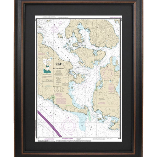 Framed Nautical Map 18434 - San Juan Channel; Nautical Gifts & Beach Home Decor. Free Shipping!*