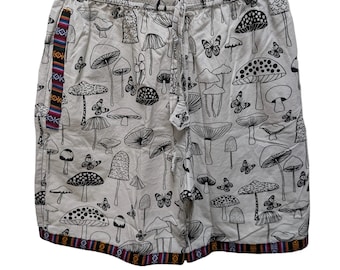 Mushroom print cotton shorts