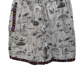 Mushroom print cotton shorts