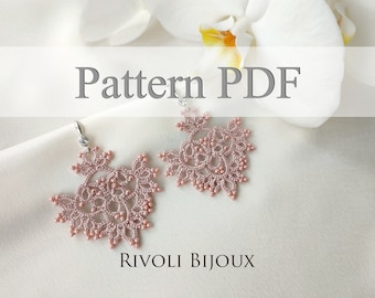 Original Lace Earrings Pattern "Little Bat", Shuttle tatting pattern, Tatting PDF pattern, Frivolite