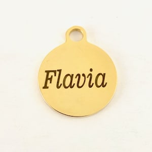 Name Charm, Laser Engraved Charm, Stainless Steel Engraved Charm, Laser Engraved, Gold Charm