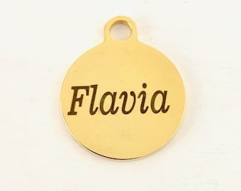 Name Charm, Laser Engraved Charm, Stainless Steel Engraved Charm, Laser Engraved, Gold Charm