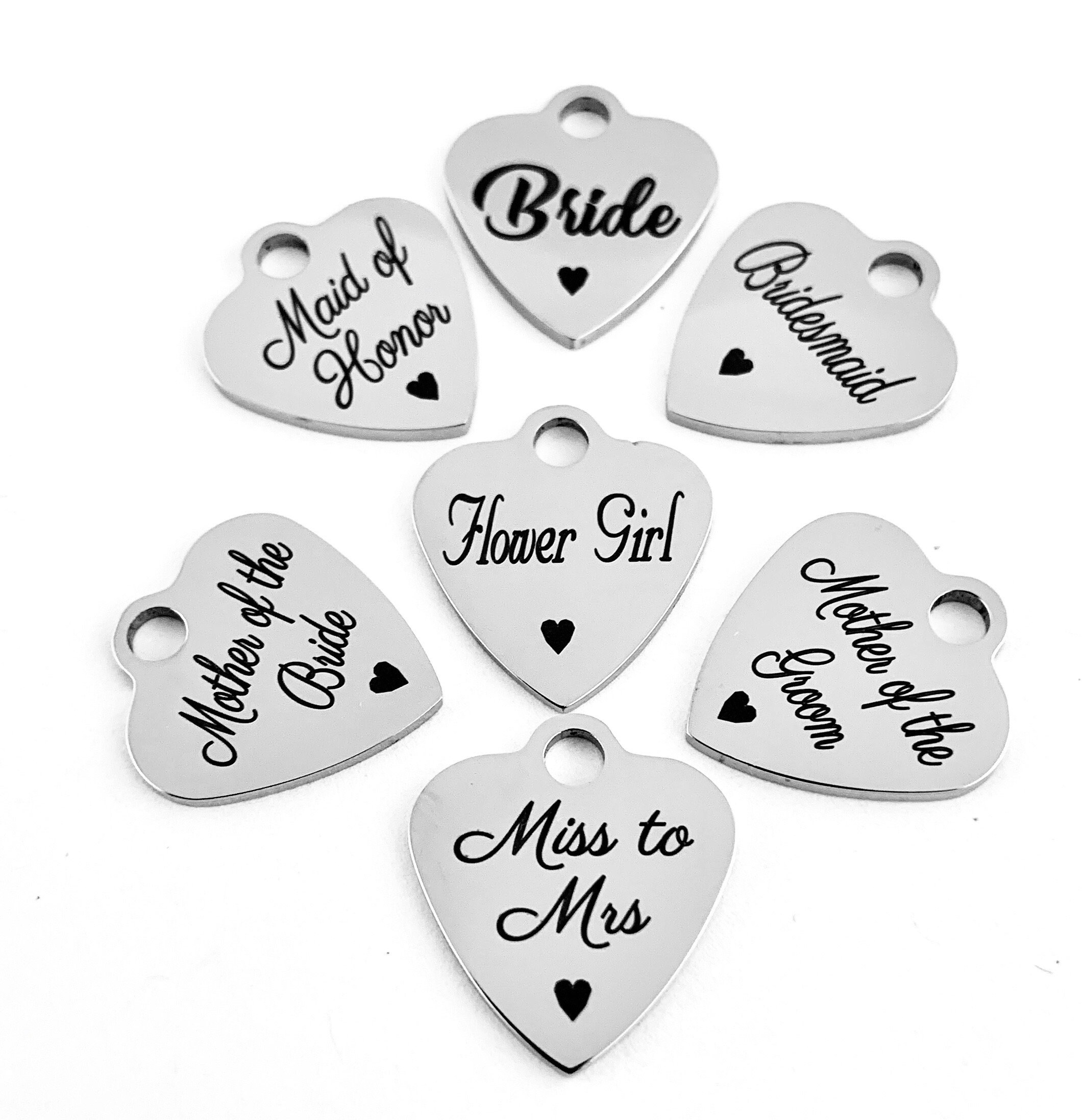 Flower Girl Heart Charm With Heart Symbol Engraved Charm Etsy Canada