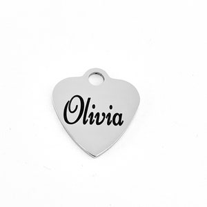 Name Charm, Laser Engraved Charm, Stainless Steel Engraved Charm, Laser Engraved, Silver Charm