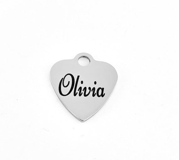 Name Charm Laser Engraved Charm Stainless Steel Engraved Etsy