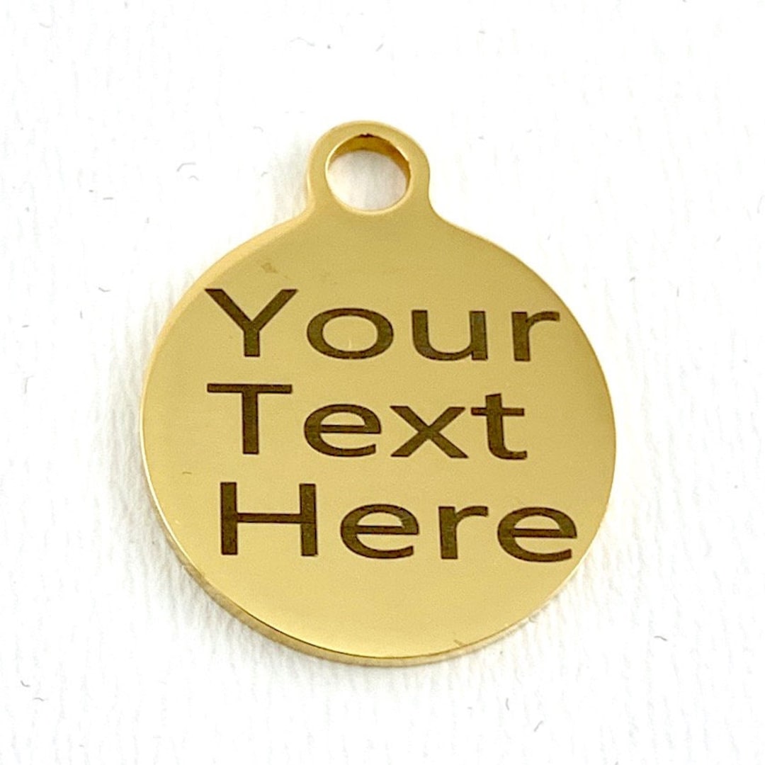 Your Own Text Engraved Charm, 19mmx 22mm Charm, Round Charm, Square