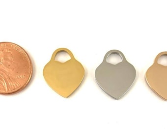 Custom Engraved Heart Charms, Personalized Charms, 14mm charms,Heart Charm, Stainless Steel, Laser Engraved, Bella Charm Shop