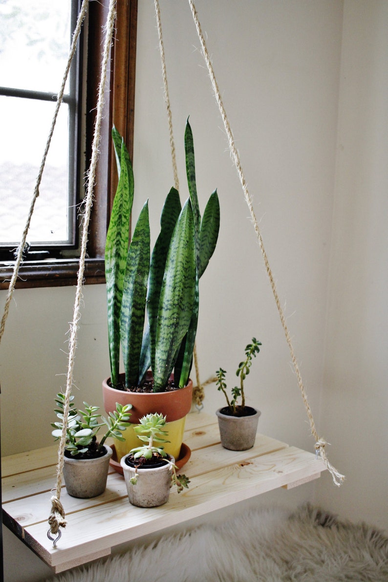 Hanging plant stand/bedside table Etsy