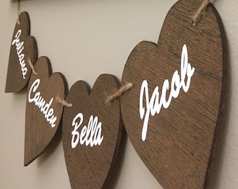 Wooden Heart Cutouts, Personalized, Grandchildren or children’s names, custom cutouts, “We Fill _’s Heart” Sign additional hearts