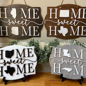 Custom Two States Wood Sign, Home Sweet Home States Sign, Housewarming Gift, Farewell Gift, Long Distance Gift, Moving Gift, Wedding Gift