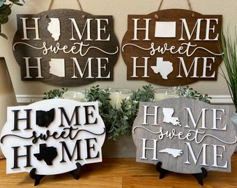 Custom Two States Wood Sign, Home Sweet Home States Sign, Housewarming Gift, Farewell Gift, Long Distance Gift, Moving Gift, Wedding Gift