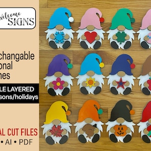 交換可能な看板用デジタル季節限定ノームアタッチメント、Glowforgeレーザーカットファイル、ポーチ看板用ホリデーノーム、ドアハンガー、DIY