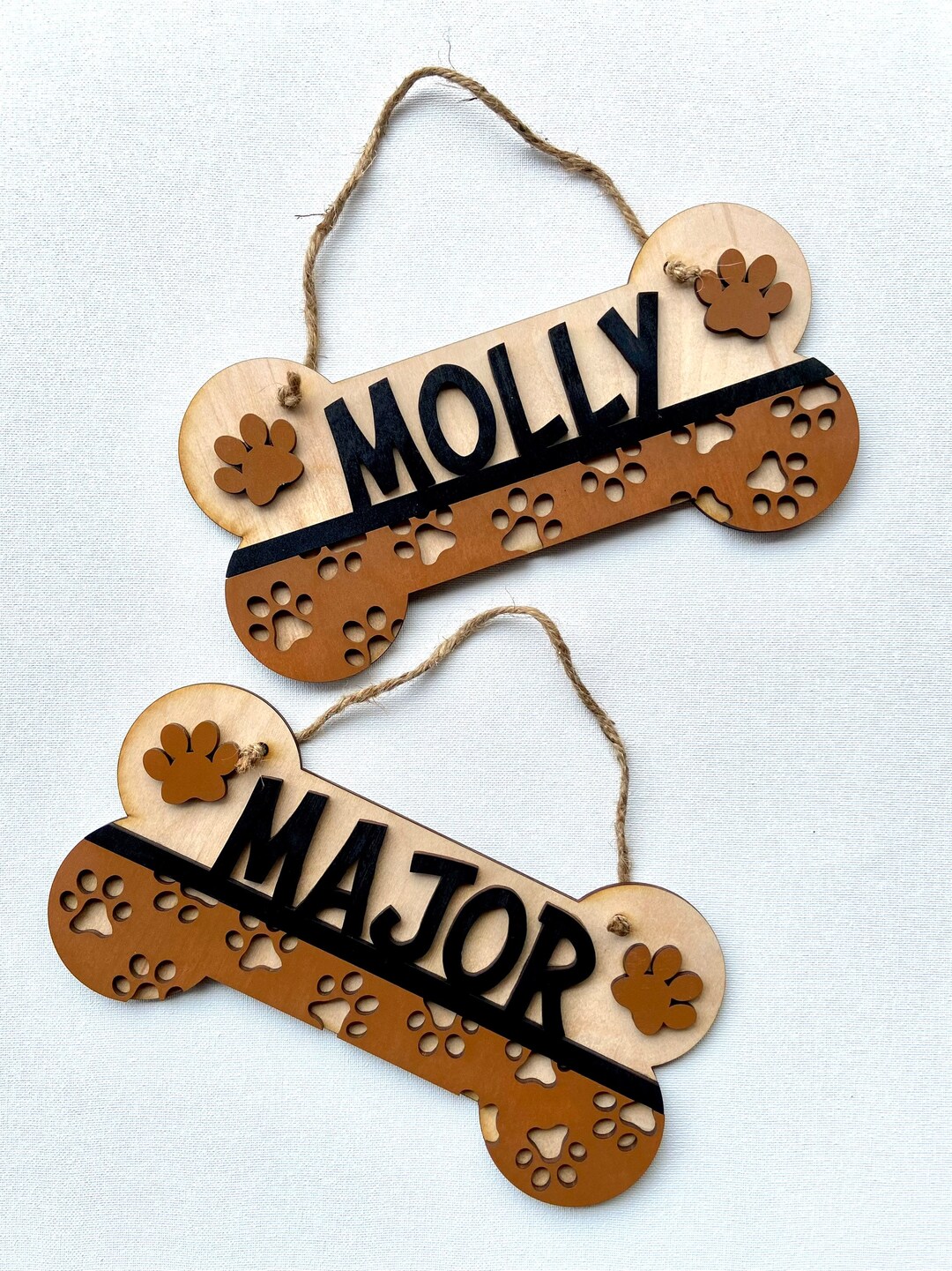 Personalized Dog Kennel Sign, Custom Name Wood Dog Bone Sign, Puppy