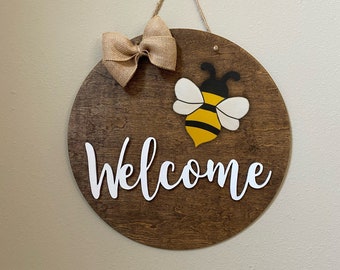 Interchangeable Door Hanger Wreath, Welcome, Hello, Home, Hi, Holiday & Seasonal Decor, Brown, White, Gray or Black