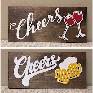 Cheers Sign, Bar Sign, Wood Sign, Wall Sign, Mantle Sign, Countertop Sign, Housewarming gift