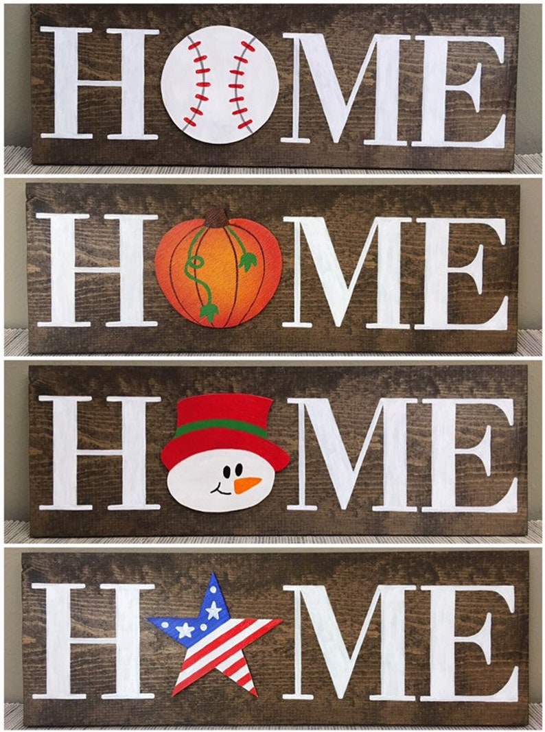 Interchangeable O Home Sign Wood Wall Sign Mantle Sign Etsy