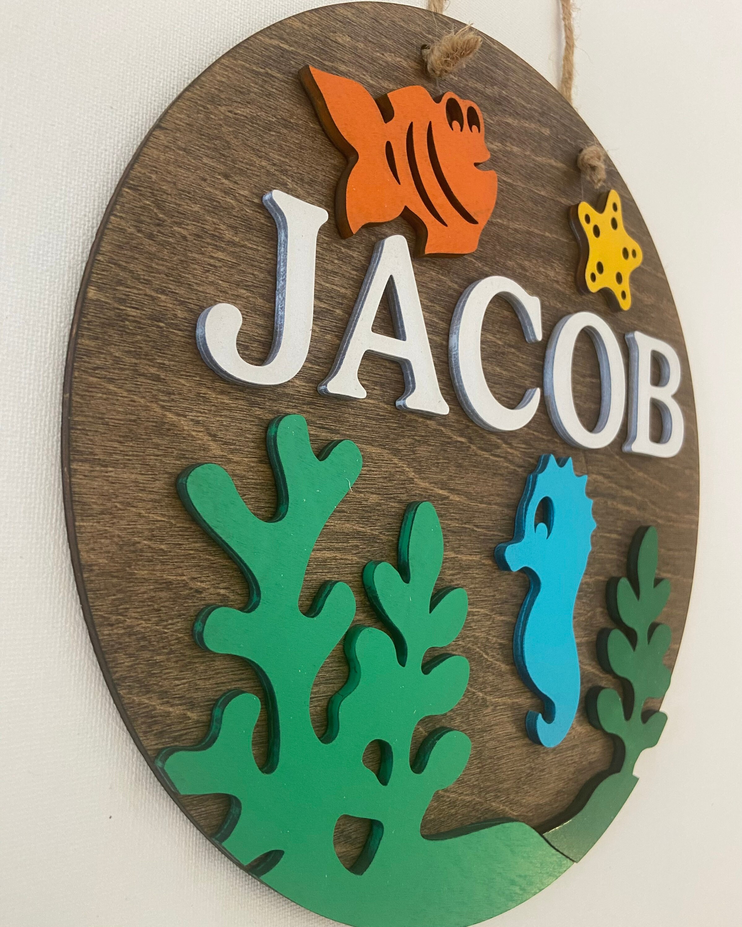 Personalized Under the Sea Sign for Baby Nursery Decor, Round Custom ...