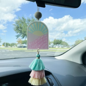 This is the day the Lord has made Carminder, Tassel Car Hanger, Acrylic Tassel Car hanger, Christian Tassel Car Charm, faith car accessories