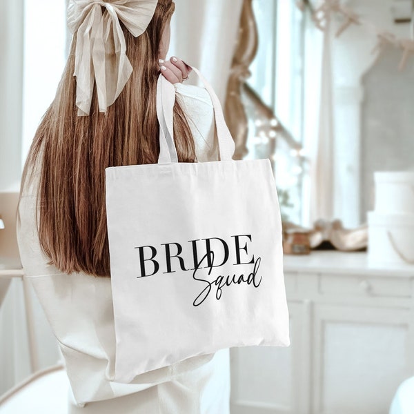 Premium "Bride Squad" Tote Bag | High Quality Canvas Hen Party Bachelorette Bridesmaid Bridal Team Classy Hen Do Party Jute