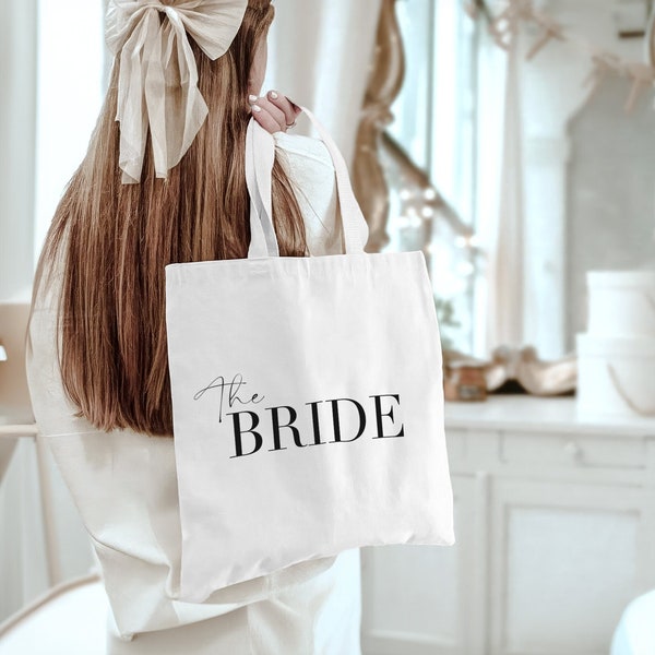 Borsa tote per la sposa/Borsa tote in tela di alta qualità per regalo di fidanzamento per addio al nubilato Addio al nubilato di classe il giorno del matrimonio La futura sposa