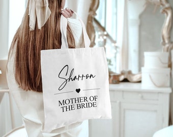 Custom 'Mother of the Bride' Tote Bag | Personalised Name Hen Do Bachelorette Party Bridal Team Classy Jute Wedding Tribe Mum