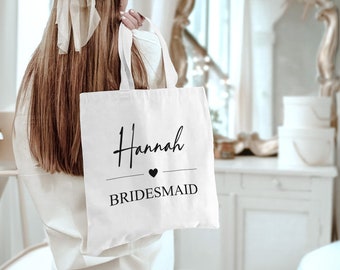 Custom Bridesmaid Tote Bag | High Quality Personalised Name Hen Do Party Bachelorette Event Bride Bridal Team Classy Jute Wedding Tribe
