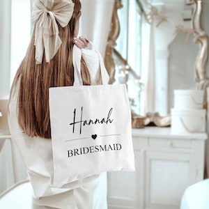 Custom Bridesmaid Tote Bag | High Quality Personalised Name Hen Do Party Bachelorette Event Bride Bridal Team Classy Jute Wedding Tribe