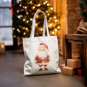 Weihnachtsmann Tragetasche Weihnachtsmann Motiv | Wiederverwendbare festliche Shopper Shopping Urlaub Geschenk Einkaufstasche für das Leben Charakter Illustration