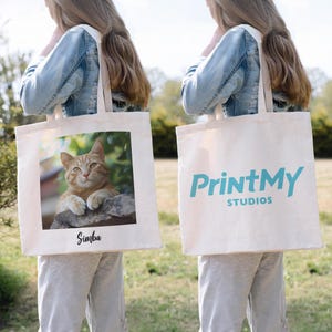 Foto Text Logo Einkaufstasche für das Leben hinzufügen | Benutzerdefinierte Großhandel personalisierte Bild Marke gedruckt Leinwand Schulter Shopping Carryall Shopper Groß kaufen