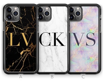 Personalised iPhone 12 Case iPhone 12 Pro Case iPhone 12 Pro Max Case 12 Mini Case Marble Monogram Initials Custom Name Rubber Soft Silicone