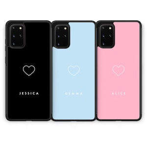 For Samsung S24 Plus Ultra S23 S22 S21 S20 S10 | Personalised Heart Case For Galaxy S Models Custom Love Pastel Initials Name Rubber Phone