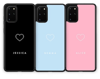 For Samsung S24 Plus Ultra S23 S22 S21 S20 S10 | Personalised Heart Case For Galaxy S Models Custom Love Pastel Initials Name Rubber Phone