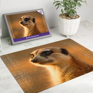 Erdmännchen 300 Teile Puzzle – Wildtier Wald Natur Liebhaber Geschenk Afrika Wüste Grasland Mierkat Suricate
