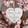 Personalised Wedding Gift "Happily Ever After" Ceramic Heart | Custom Name Date Keepsake Couple Newly Wed Keepsake Memory Bride Groom Plaque