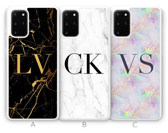 Personalised Marble Case For Samsung Galaxy S21 Case S21 Plus Case S21 Ultra Case S21 FE Case Custom Initials Monogram Name Pastel Rubber