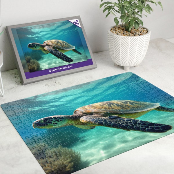 Turtle 300 Piece Jigsaw Puzzle – Wild Animal Forest Nature Lover Gift Marine Tortoise Water Ocean