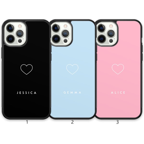 Gepersonaliseerde hart liefde naam eerste monogram aangepaste rubberen telefoonhoes voor Apple iPhone 15 Pro Max 14 13 Pro Max 12 11 XR SE XS X 8 Plus 7