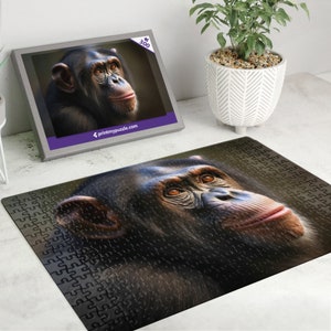 Schimpanse 300 Teile Puzzle – Wildtier Wald Natur Liebhaber Geschenk Schimpanse Regenwald Affe Primas