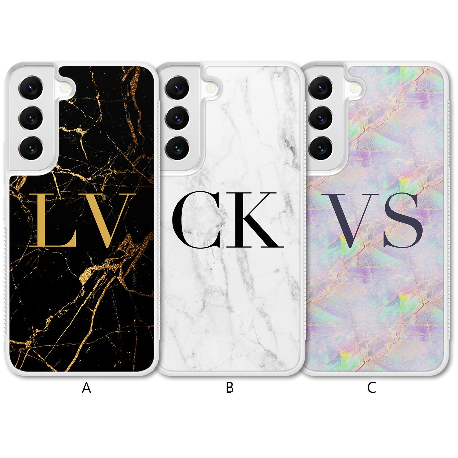 Personalised Marble Phone Case Cover For Samsung Galaxy S23 S22 S21 Plus  Note 20
