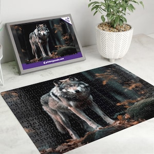 Grauer Wolf 300 Teile Puzzle – Wildtier Wald Natur Liebhaber Geschenk männlich Afrika Afrikanische Savannah Wölfe Hund Dingo