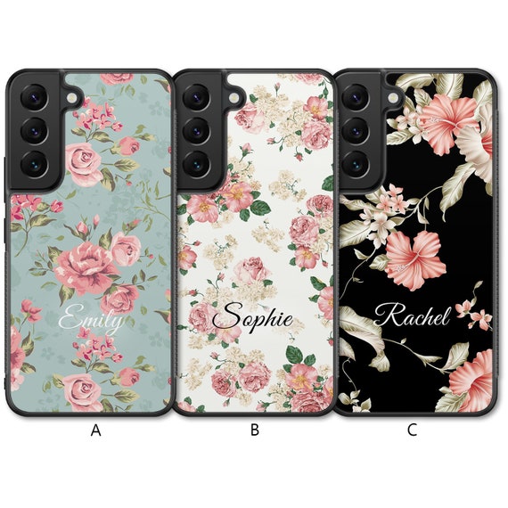 Funda floral personalizada para Samsung Galaxy S22 Funda S22 Plus Funda S22  Ultra Funda Custom Flower Initials Nombre Caucho Azul Rosa Blanco Negro -   México