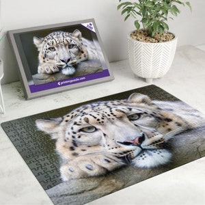 Schneeleopard 300 Teile Puzzle – Wildtier Wald Natur Liebhaber Geschenk Big Cat Asia