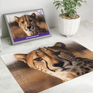 Gepard 300 Teile Puzzle – Wildtier Wald Natur Liebhaber Geschenk Raubkatze Afrika African Savannah