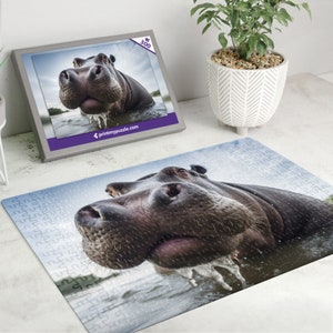 Nilpferd 300 Teile Puzzle – Wildtier Wald Natur Liebhaber Geschenk Nilpferd Flusspferd Sahara Afrika
