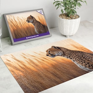 Gepard 300 Teile Puzzle – Wildtier Wald Natur Liebhaber Geschenk Raubkatze Afrika African Savannah